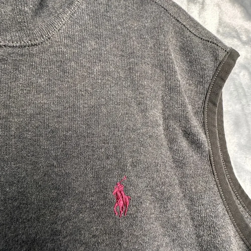 Polo Ralph Lauren Men’s Gray Full Zip Heavy‎ Cotton Vest Zip Pockets Size XL